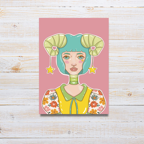 Aceo art print 5x3 - print, 2.5x3.5"-